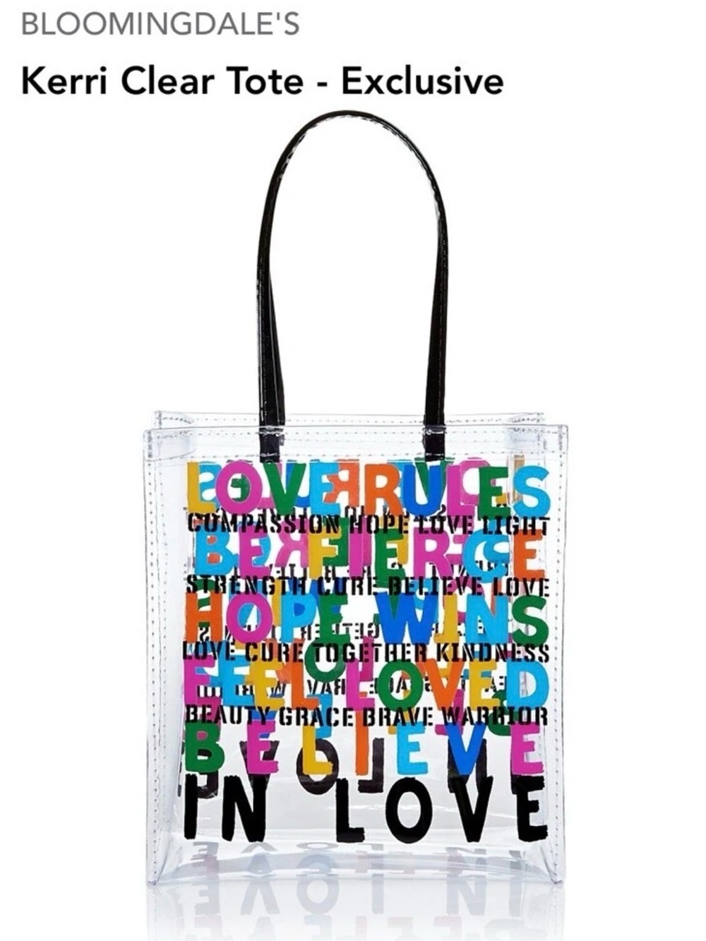 Kerri Rosenthal Breast Cancer Inspiring Text Clear Tote Limited Edition-NWT!